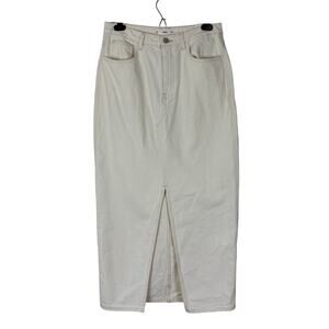 MNG Cream Denim Long Skirt High Waist Medium 100% cotton NEW
